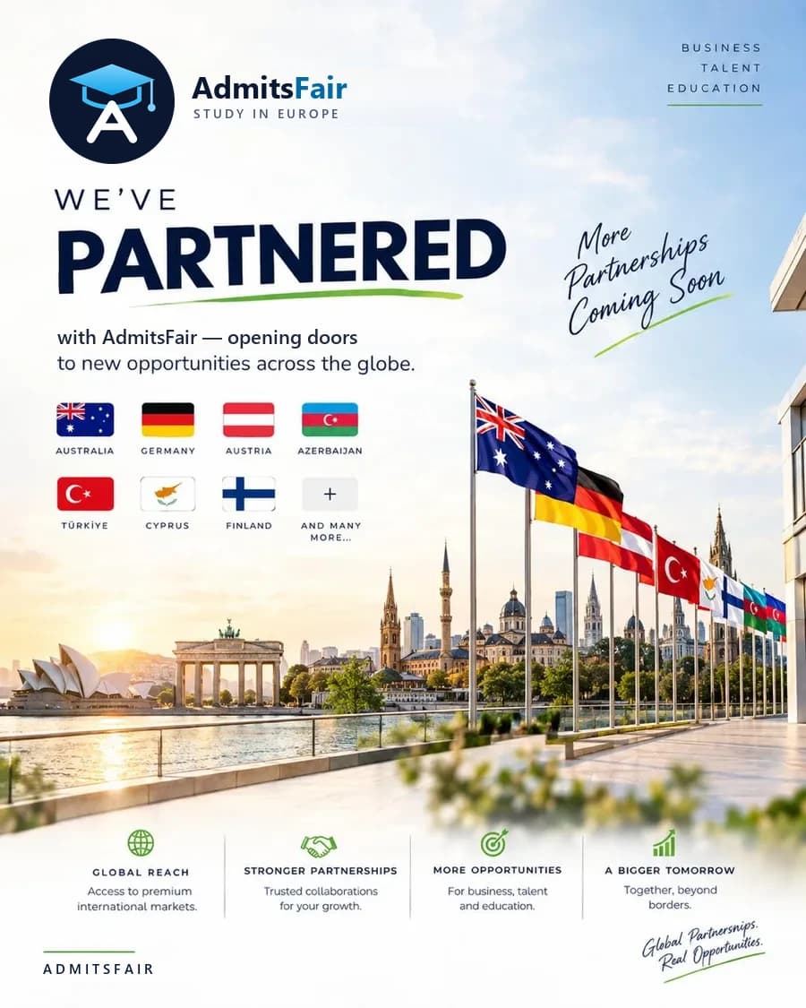 AdmitsFair announcement that further partnerships are coming, showing the flags of the countries they are being formed in.